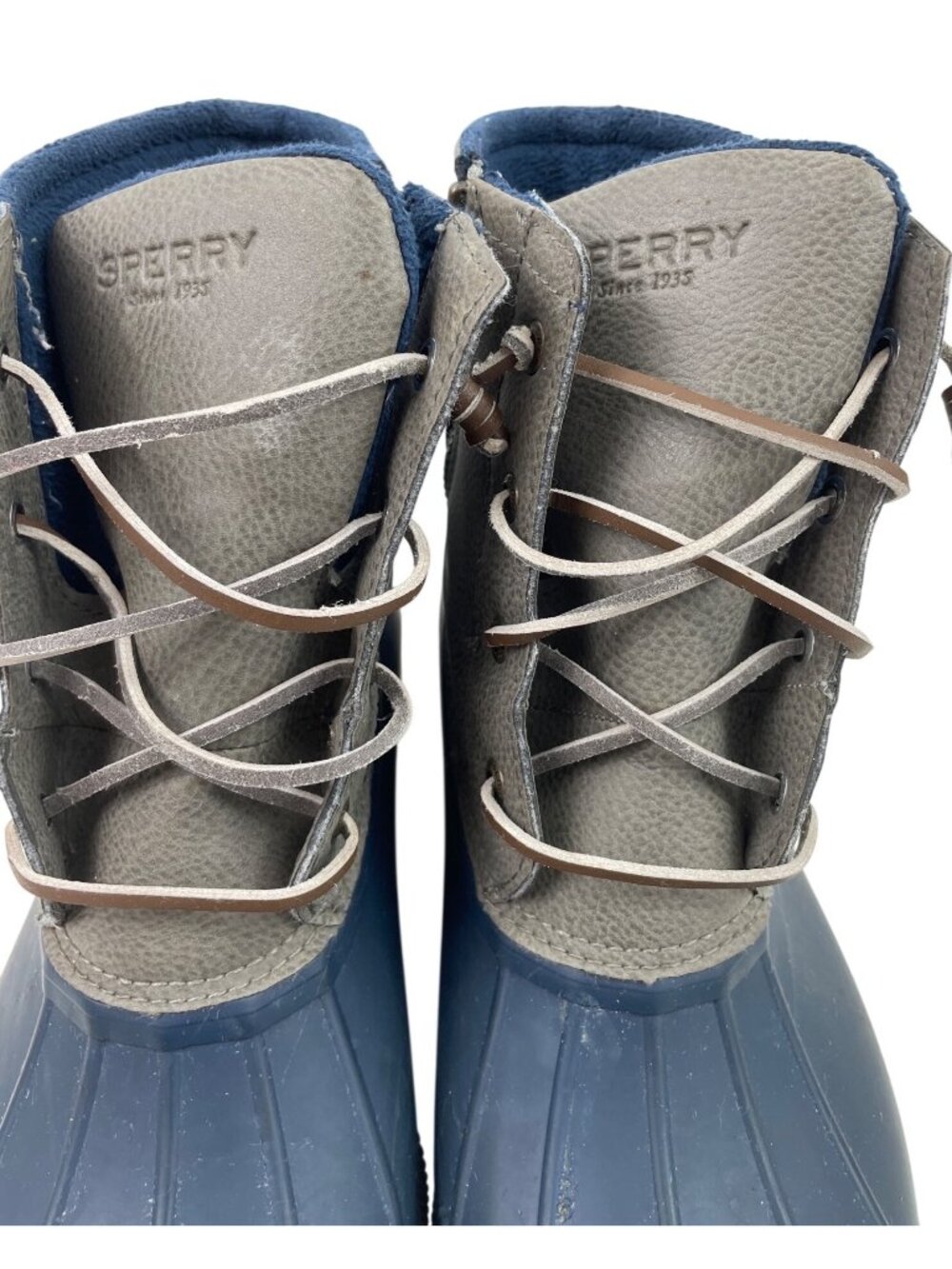 Sperry Duck Boots Womens Size 11 Navy & Gray Waterproof Leather Lace-Up - Picture 5 of 10